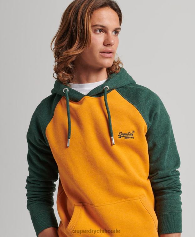 hombres Superdry oro sudadera con capucha y logo vintage de algodón orgánico 2R68Z820