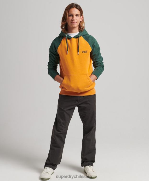 hombres Superdry oro sudadera con capucha y logo vintage de algodón orgánico 2R68Z820