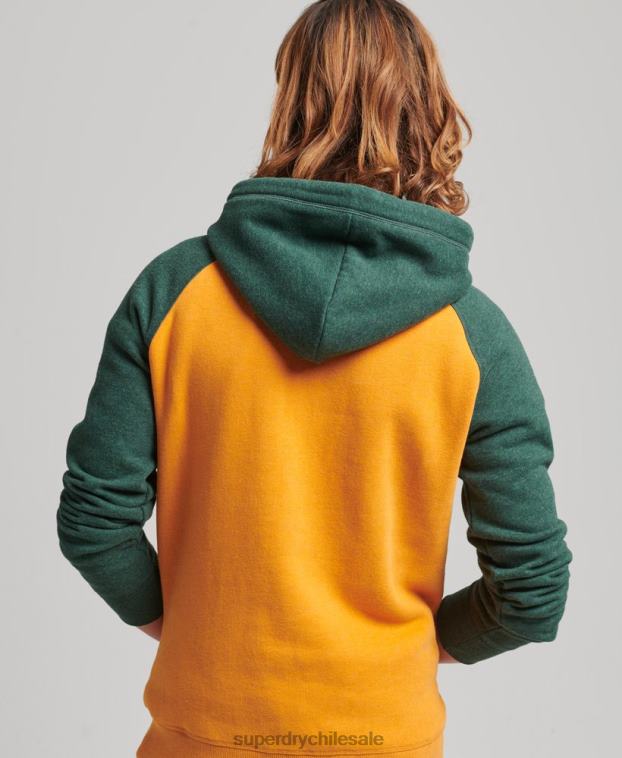 hombres Superdry oro sudadera con capucha y logo vintage de algodón orgánico 2R68Z820