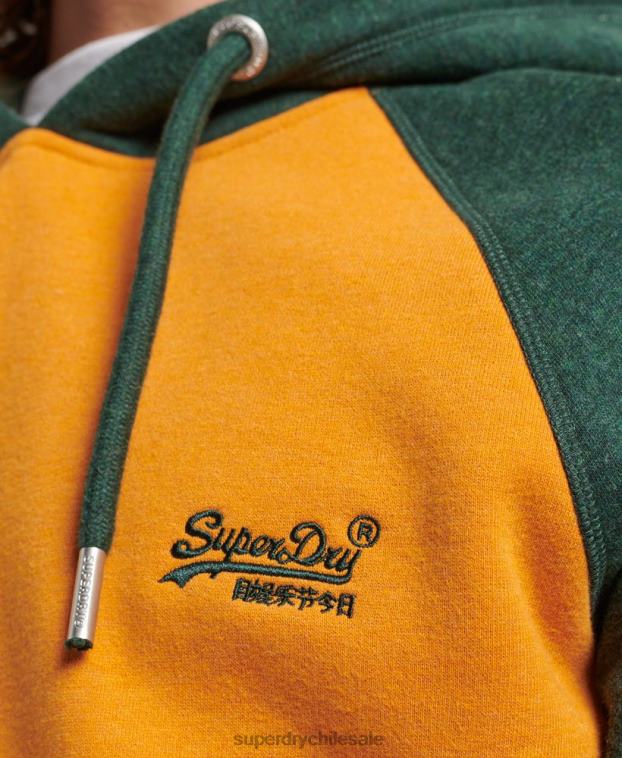 hombres Superdry oro sudadera con capucha y logo vintage de algodón orgánico 2R68Z820