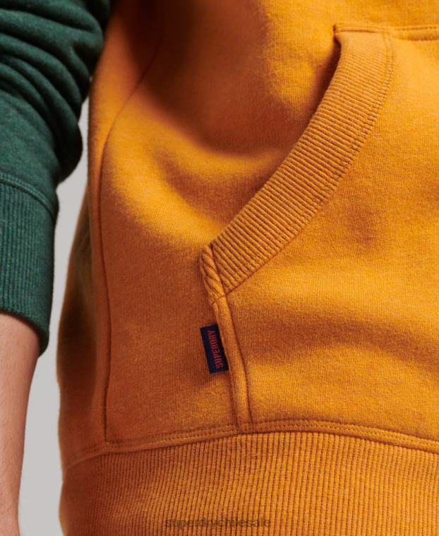 hombres Superdry oro sudadera con capucha y logo vintage de algodón orgánico 2R68Z820