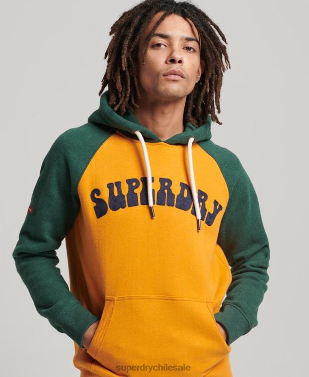 hombres Superdry oro superbam sudadera con capucha y raglán 2R68Z501
