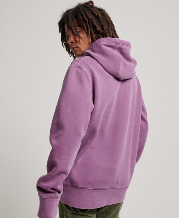 hombres Superdry púrpura sudadera con capucha vintage lavada 2R68Z818