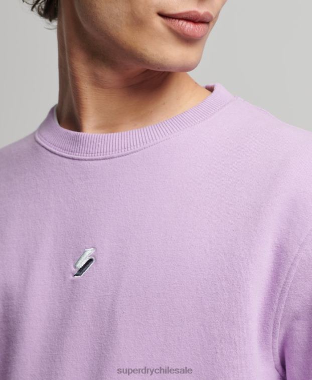 hombres Superdry púrpura sudadera holgada con cuello redondo code linear 2R68Z3459