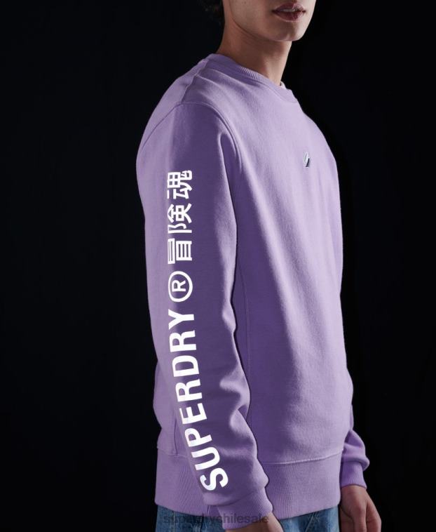 hombres Superdry púrpura sudadera holgada con cuello redondo code linear 2R68Z3459