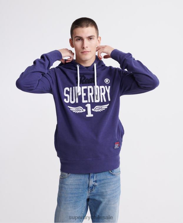 hombres Superdry púrpura super 1 sudadera con capucha clásica de neón 2R68Z901