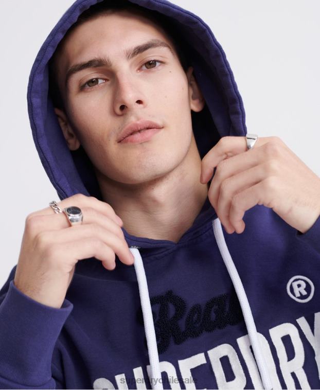 hombres Superdry púrpura super 1 sudadera con capucha clásica de neón 2R68Z901