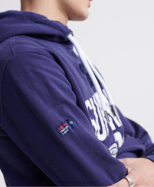 hombres Superdry púrpura super 1 sudadera con capucha clásica de neón 2R68Z901