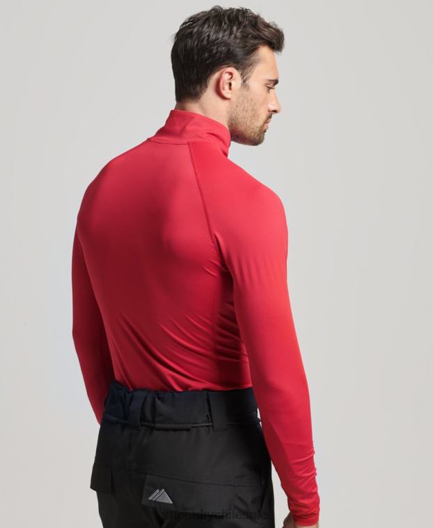 hombres Superdry rojo camiseta interior con media cremallera 2R68Z1384