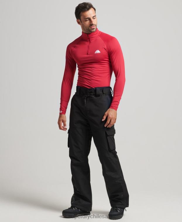 hombres Superdry rojo camiseta interior con media cremallera 2R68Z1384