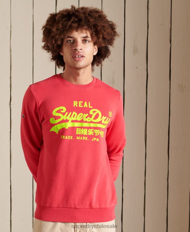 hombres Superdry rojo sudadera clásica americana con logo vintage 2R68Z5029