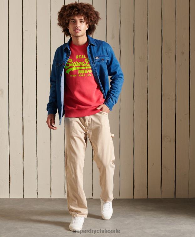 hombres Superdry rojo sudadera clásica americana con logo vintage 2R68Z5029