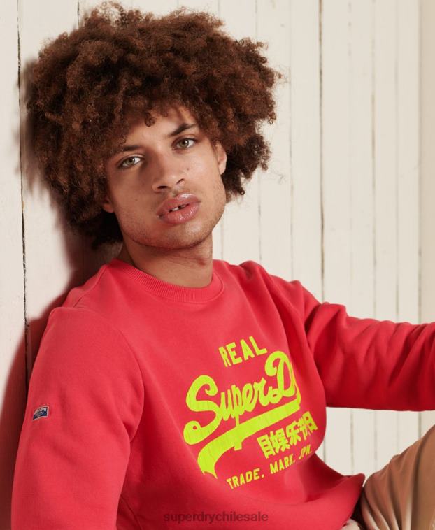 hombres Superdry rojo sudadera clásica americana con logo vintage 2R68Z5029