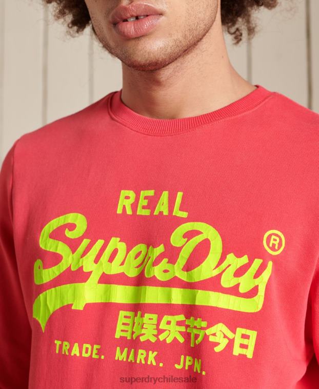 hombres Superdry rojo sudadera clásica americana con logo vintage 2R68Z5029