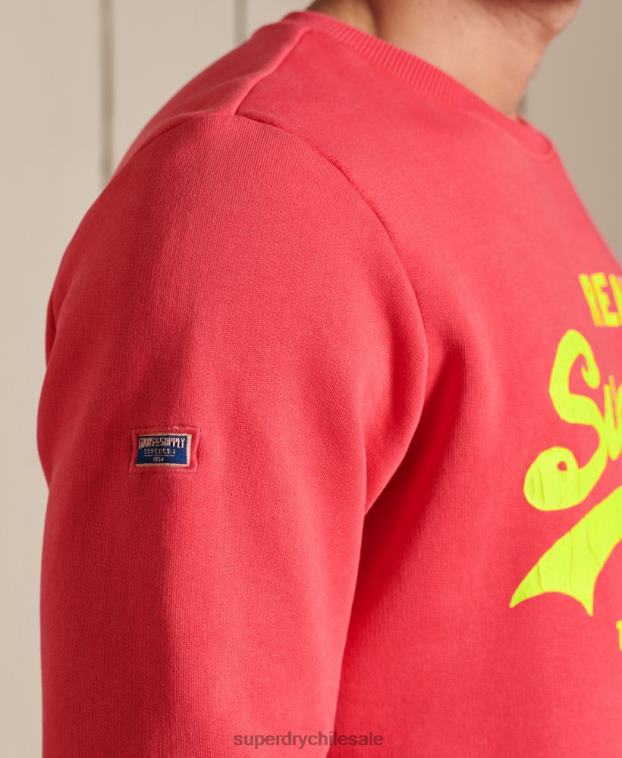 hombres Superdry rojo sudadera clásica americana con logo vintage 2R68Z5029