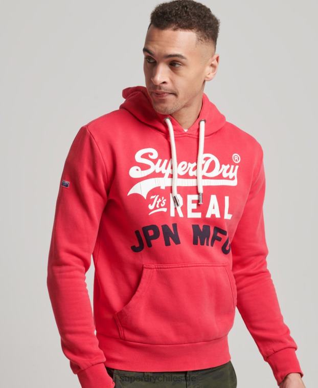 hombres Superdry rojo sudadera con capucha clásica americana con logo vintage 2R68Z894