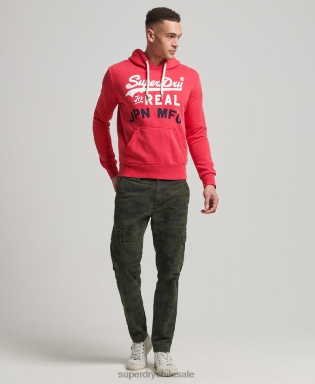 hombres Superdry rojo sudadera con capucha clásica americana con logo vintage 2R68Z894