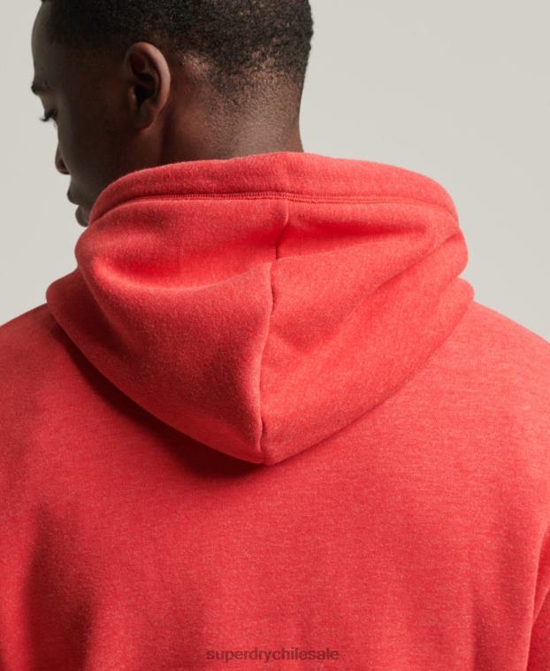 hombres Superdry rojo sudadera con capucha de algodón orgánico con logo vintage bordado 2R68Z5070
