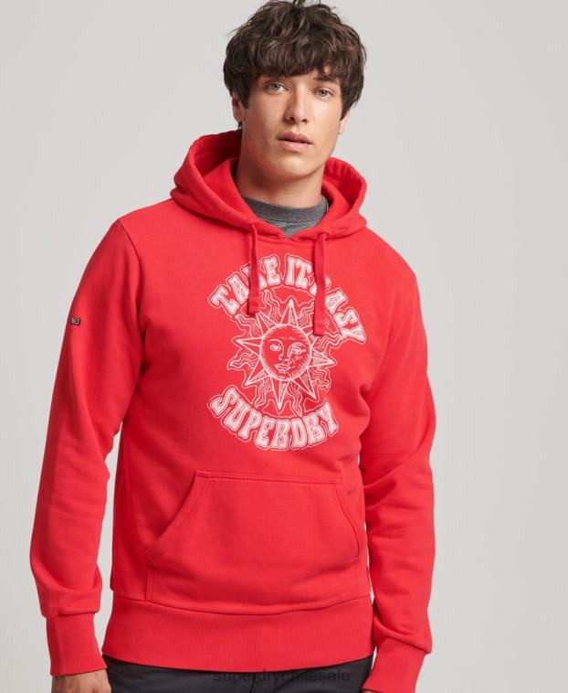 hombres Superdry rojo sudadera con capucha de rock psicodélico 2R68Z759