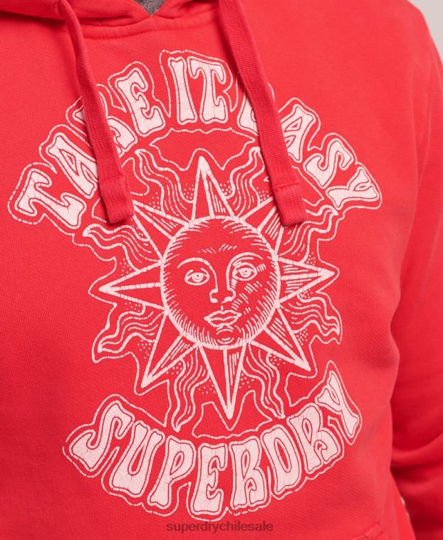 hombres Superdry rojo sudadera con capucha de rock psicodélico 2R68Z759