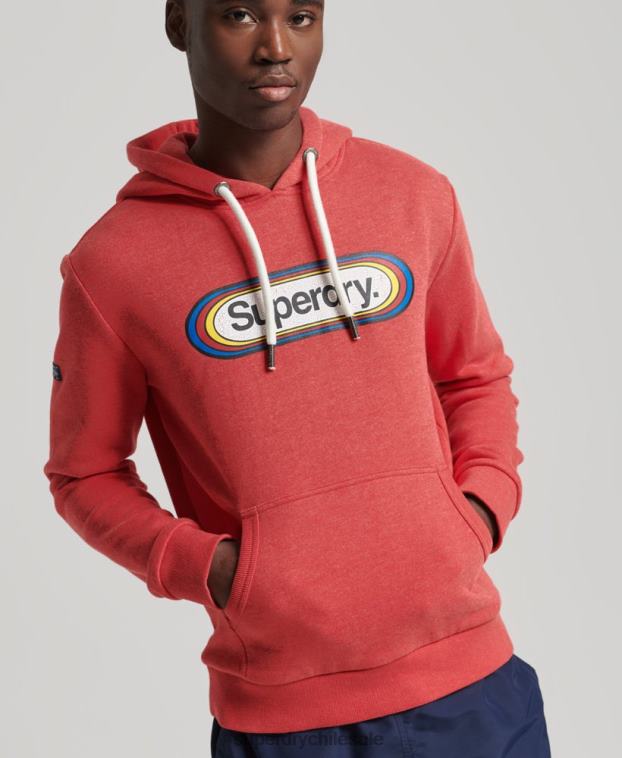 hombres Superdry rojo sudadera con capucha de temporada con logo vintage 2R68Z5117