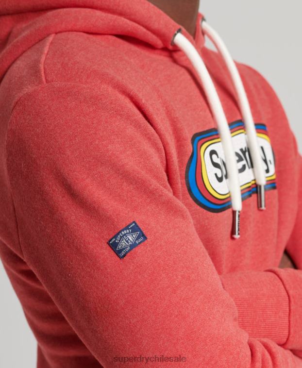 hombres Superdry rojo sudadera con capucha de temporada con logo vintage 2R68Z5117