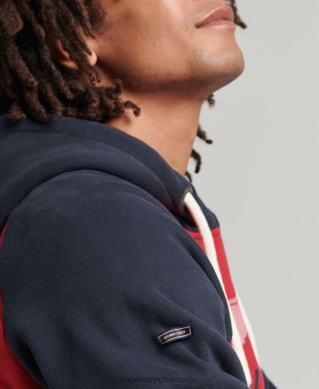 hombres Superdry rojo sudadera con capucha raglán vintage achilles 2R68Z582