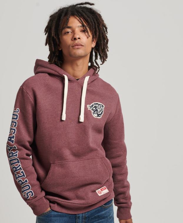 hombres Superdry rojo sudadera con capucha universitaria estilo script vintage 2R68Z5167