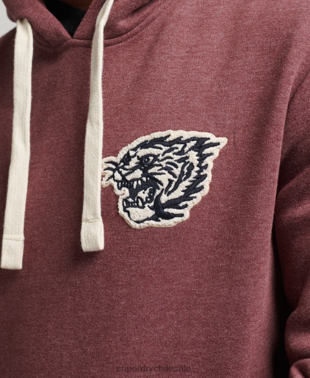 hombres Superdry rojo sudadera con capucha universitaria estilo script vintage 2R68Z5167