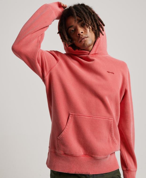 hombres Superdry rojo sudadera con capucha vintage lavada 2R68Z483