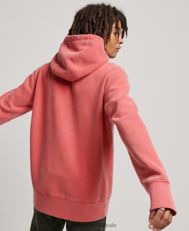 hombres Superdry rojo sudadera con capucha vintage lavada 2R68Z483