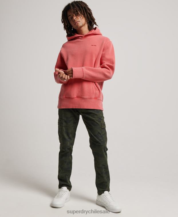 hombres Superdry rojo sudadera con capucha vintage lavada 2R68Z483
