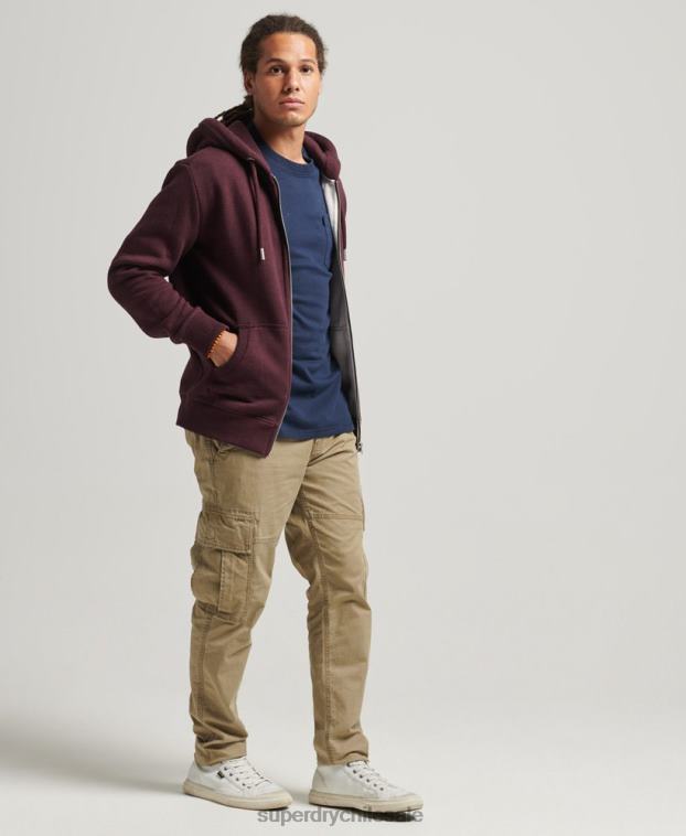 hombres Superdry rojo sudadera con capucha y cremallera de algodón orgánico con logo vintage bordado 2R68Z551