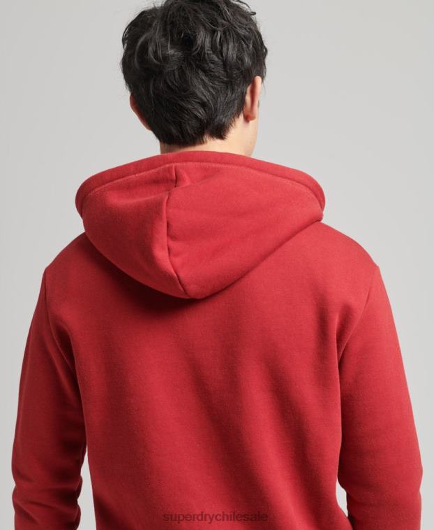 hombres Superdry rojo sudadera con capucha y cremallera de algodón orgánico con logo vintage bordado 2R68Z628