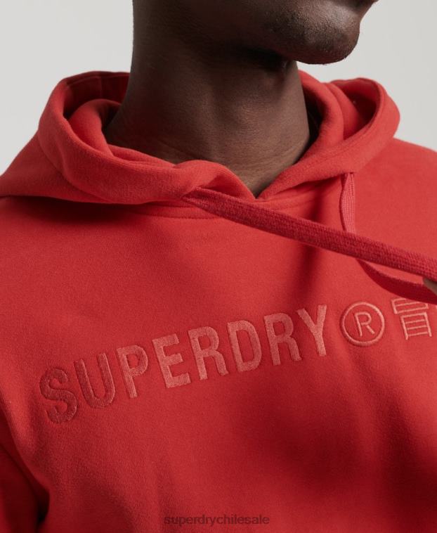 hombres Superdry rojo sudadera con capucha y logo corporativo vintage 2R68Z836