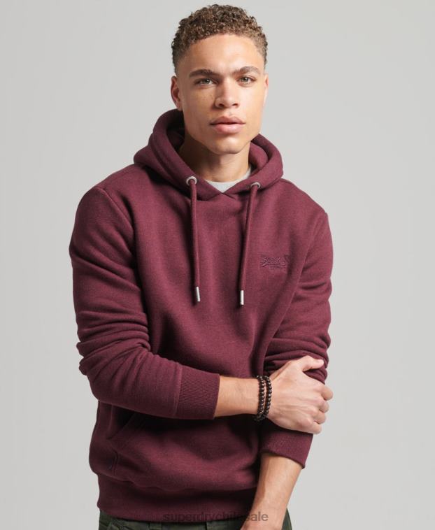 hombres Superdry rojo sudadera con capucha y logo esencial de algodón orgánico 2R68Z522