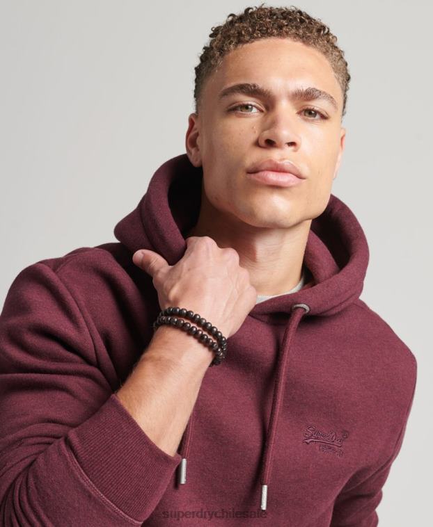 hombres Superdry rojo sudadera con capucha y logo esencial de algodón orgánico 2R68Z522