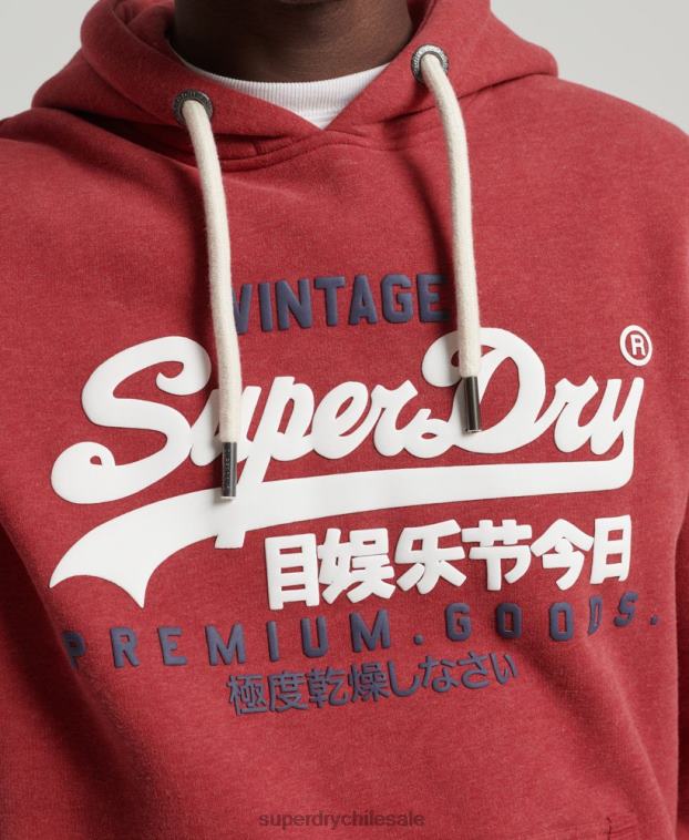 hombres Superdry rojo sudadera con capucha y logo vintage 2R68Z5156