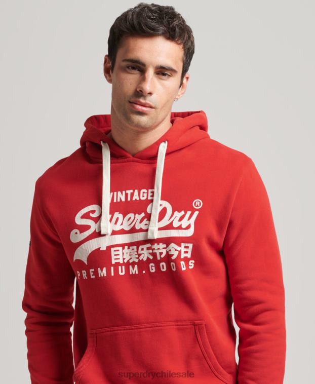 hombres Superdry rojo sudadera con capucha y logo vintage 2R68Z5162