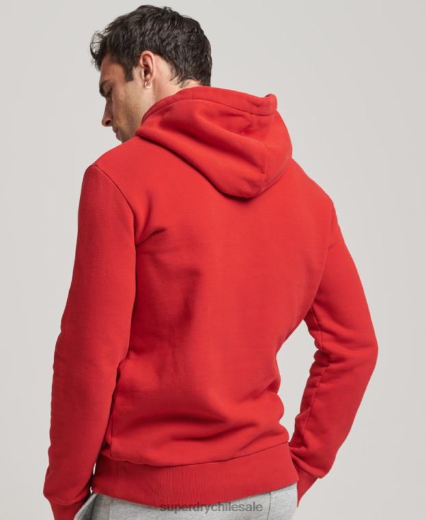 hombres Superdry rojo sudadera con capucha y logo vintage 2R68Z5162