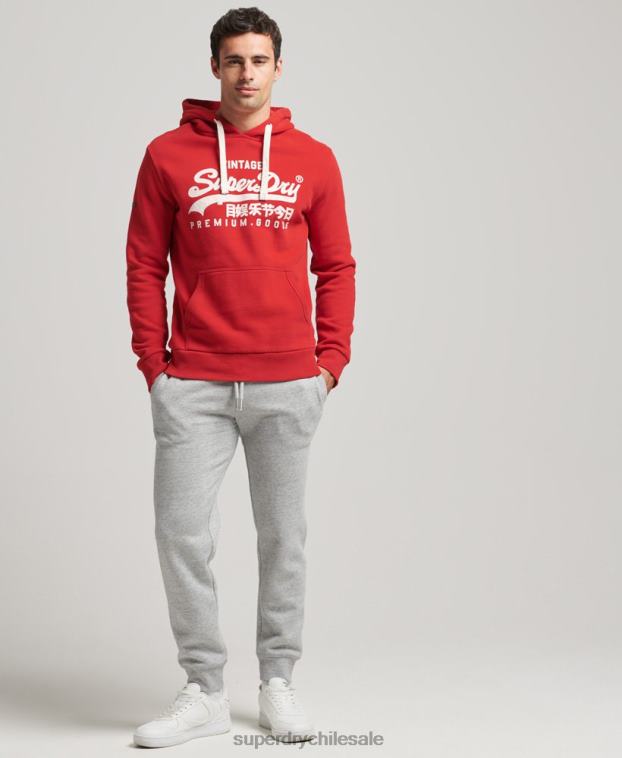 hombres Superdry rojo sudadera con capucha y logo vintage 2R68Z5162