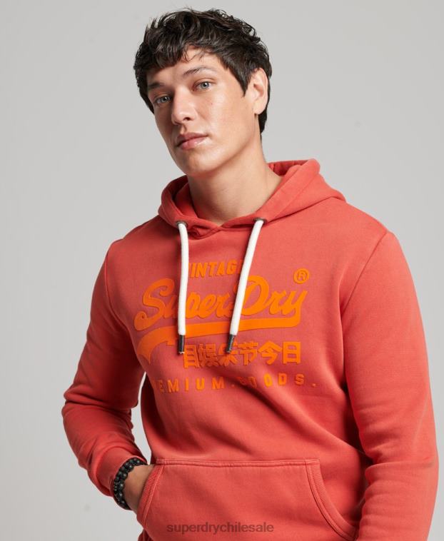 hombres Superdry rojo sudadera con capucha y logo vintage 2R68Z569