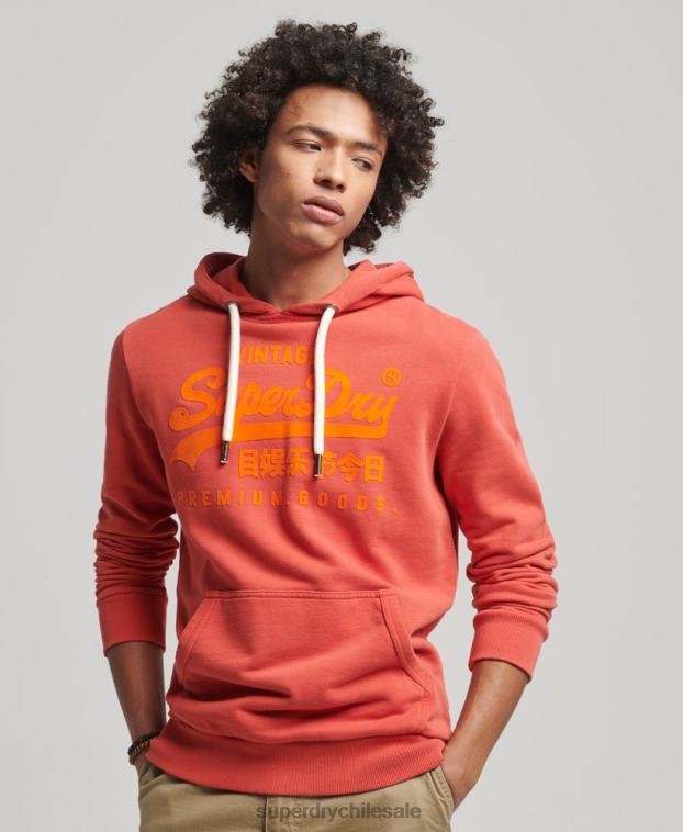 hombres Superdry rojo sudadera con capucha y logo vintage 2R68Z795
