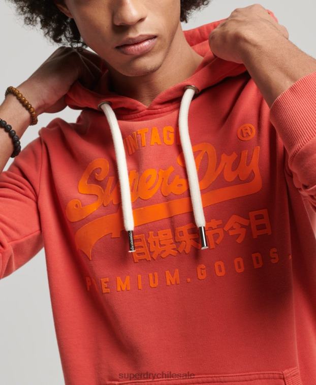 hombres Superdry rojo sudadera con capucha y logo vintage 2R68Z795