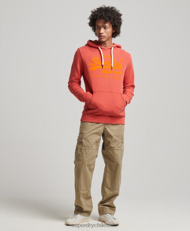 hombres Superdry rojo sudadera con capucha y logo vintage 2R68Z795