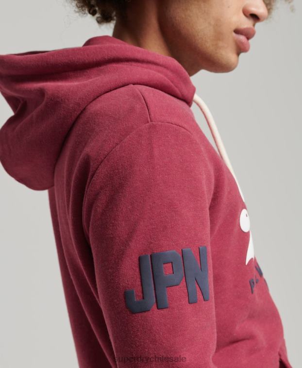 hombres Superdry rojo sudadera con capucha y logo vintage 2R68Z826
