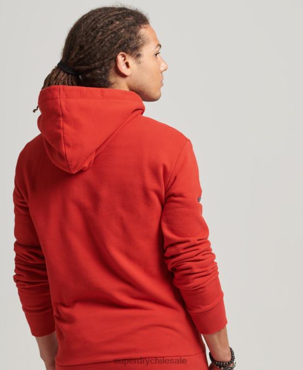 hombres Superdry rojo sudadera con capucha y logo vintage 2R68Z854
