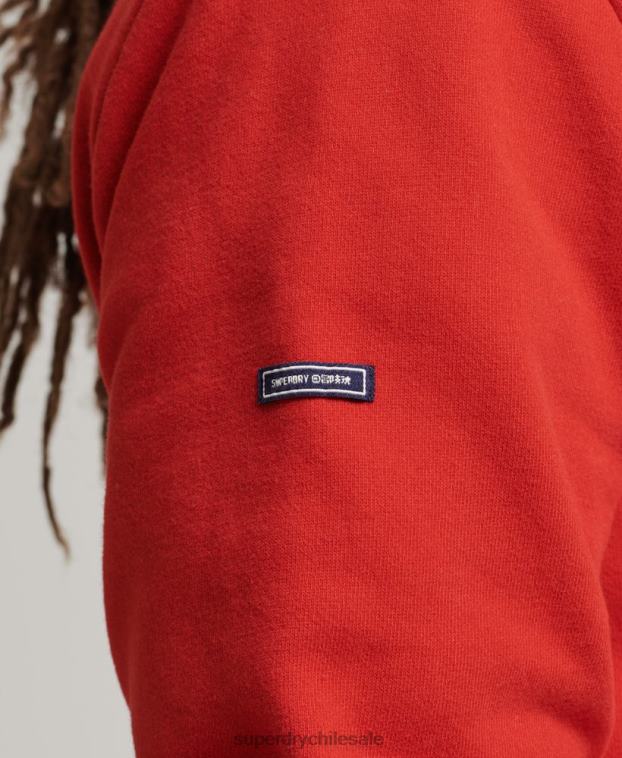 hombres Superdry rojo sudadera con capucha y logo vintage 2R68Z854