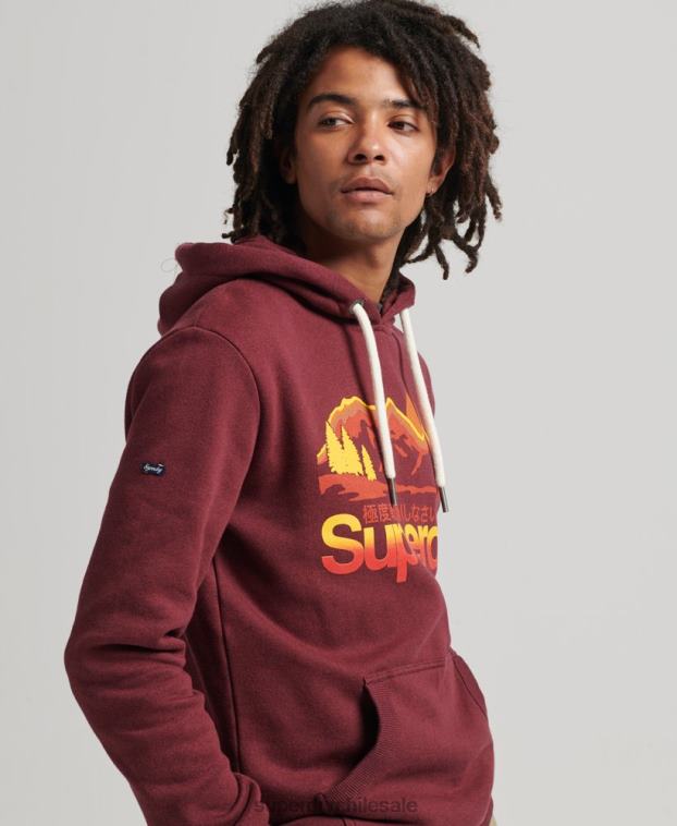 hombres Superdry rojo sudadera con capucha y logo vintage core 2R68Z5009