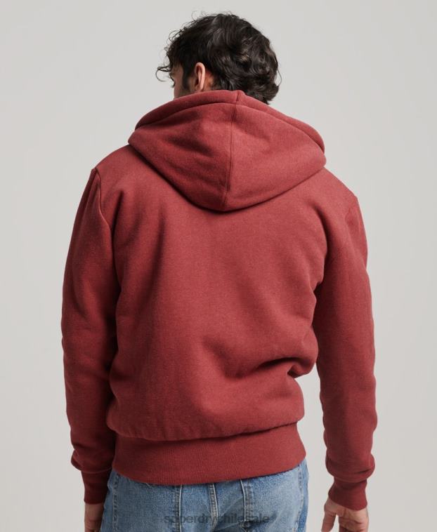 hombres Superdry rojo sudadera con cremallera y forro de borreguito esencial 2R68Z4992